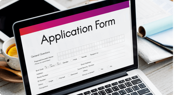 Filling out the online application form